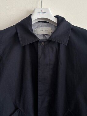 $495 Wings + Horns Navy Blue Cotton Mac Coat/ Light Jacket - Small - Medium